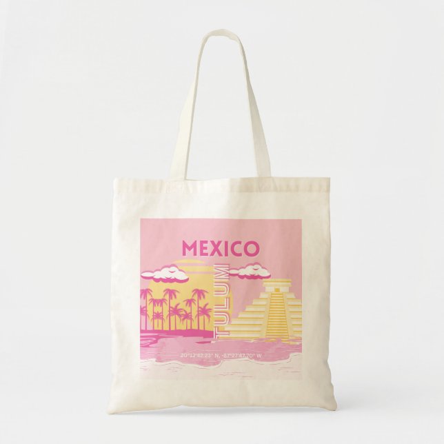 Tulum, Travel Art, Preppy Art, Rosa Tygkasse (Framsidan)