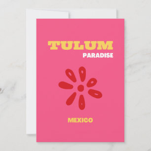 Tulum, Travel Art, Preppy, Rosa Tack Kort