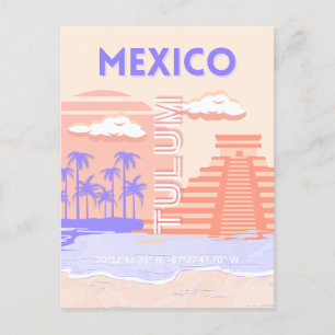 Tulum, Travel Art, Retro Art Helg Vykort