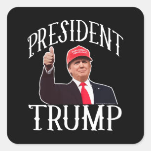 Tum för presidentDonald Trump röda hatt upp Fyrkantigt Klistermärke