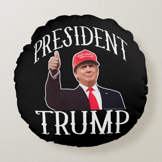 Tum för presidentDonald Trump röda hatt upp Rund Kudde (Framsidan)