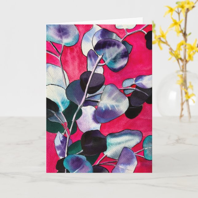 Tum löv vattenfärgsdel kort (Gul blomma)