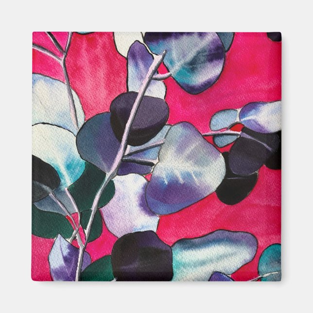 Tum löv vattenfärgsdel magnet (Framsidan)