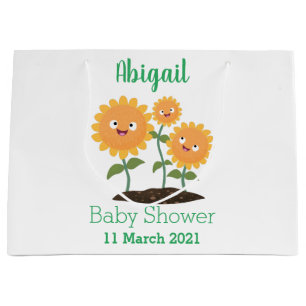 Tum lycklig solblommor med leende tecknad illustra