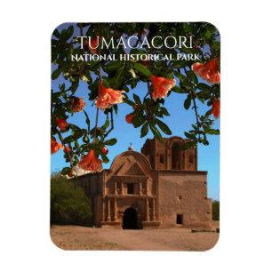Tumacacori Uppdrag kyrka, granatBlommar Magnet