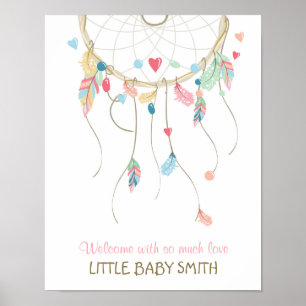 Tumavtryck gästbok Drömfångare Fingeravtryck Baby Poster