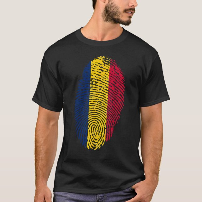 Tumavtrycksfingeravtryck Tchad Tchad Identitetsind T Shirt (Framsida)