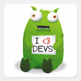 Tumbeast I Heart Devs Sticker Fyrkantigt Klistermärke