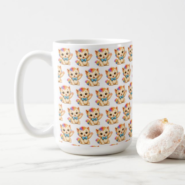 Tumble den lilla katt regnbågen  kaffemugg (Med munk)