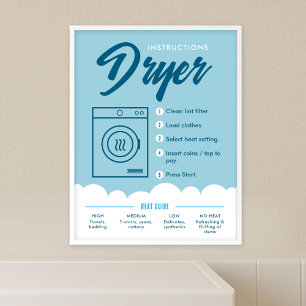 Tumble Dryer Instruktioner Tvättstuga Skylt Poster
