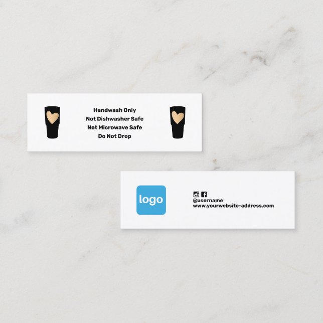 Tumbler Care Instructions Add Logotyp Mini Visitkort (Fram/baksida)