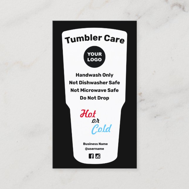 Tumbler Care Instructions Add Logotyp Visitkort (Framsida)