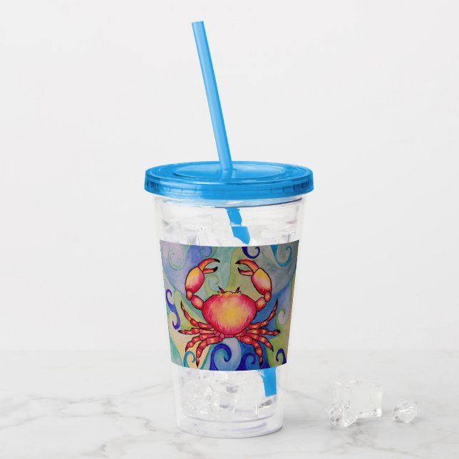 Tumbler för lycklig krab take away mugg (Framsida Ice)