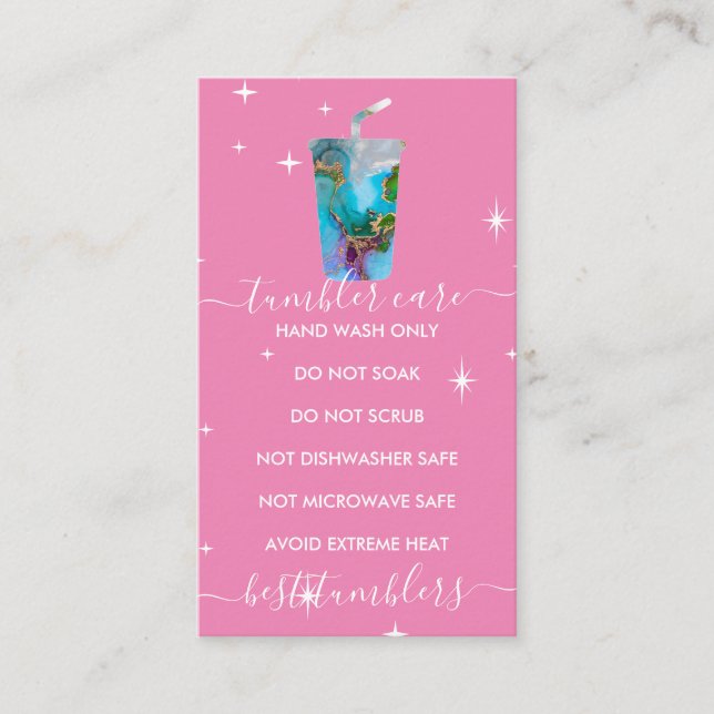 Tumbler-logotyp för marbel struktur rosa visitkort (Framsida)