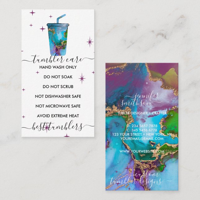 Tumbler-logotyp med struktur visitkort (Fram/baksida)