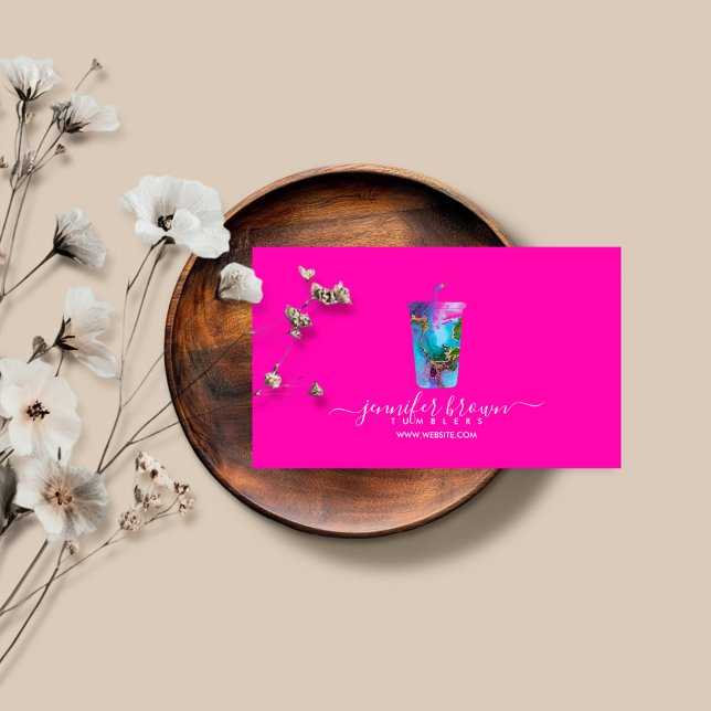 Tumbler ombré neon rosa mugg maker visitkort (Skapare uppladdad)