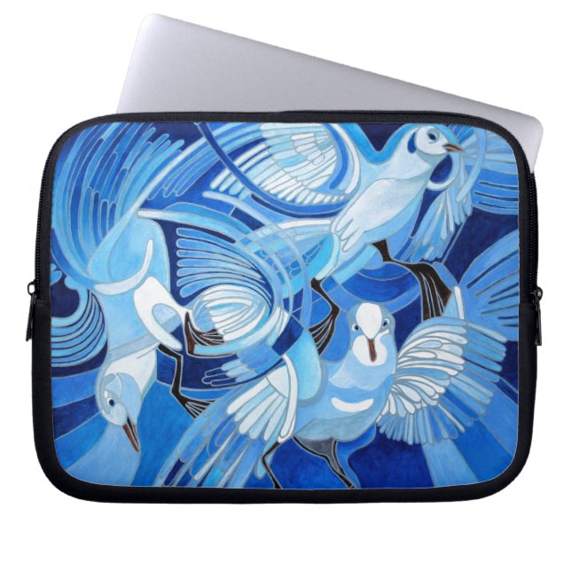 Tumbler Pigeons in Cerulean Blue Laptop Sleeve (Framsidan)