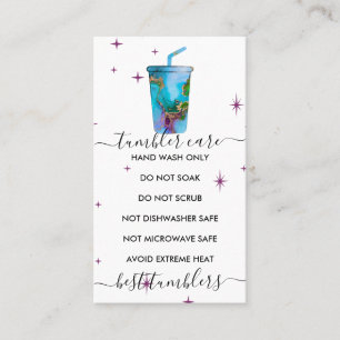 Tumbler skötsel visitkort