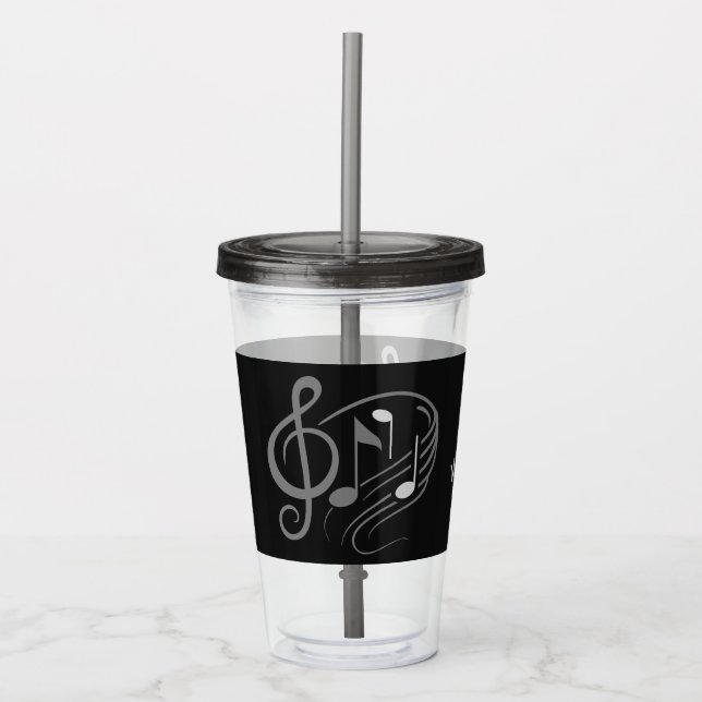 Tumblers för musik noteranpassningsbarnamn take away mugg (Framsida)