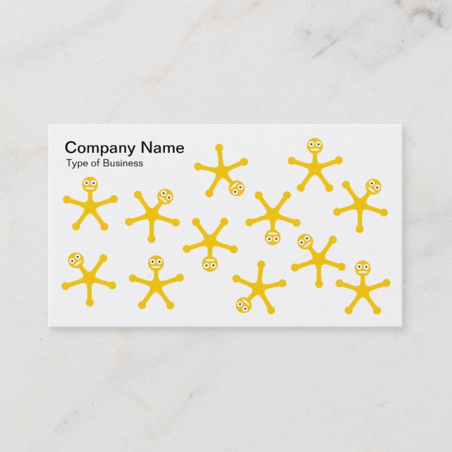 Tumblers - orangegult på vitt visitkort (Framsida)