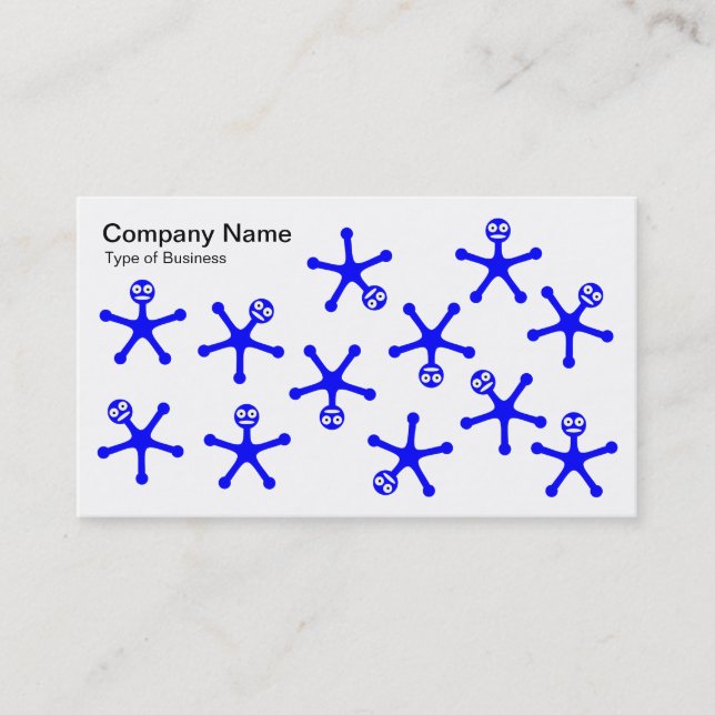 Tumbletter - blått på vitt visitkort (Framsida)