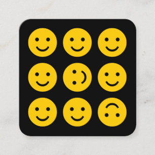 Tumbling Emojis - Amber on Black Fyrkantigt Visitkort