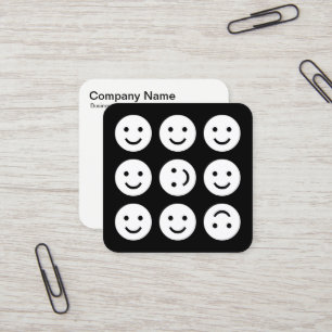 Tumbling Emojis - White on Black Fyrkantigt Visitkort