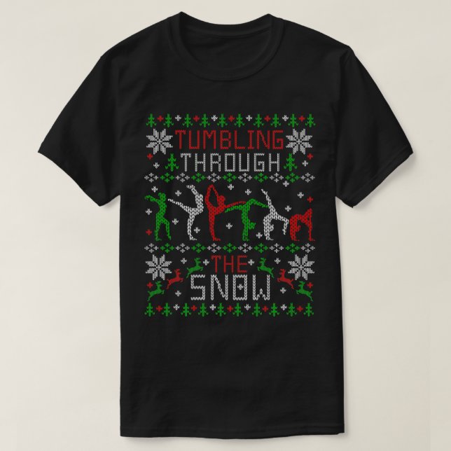 Tumbling Gymnastics Ugly jul Sweater Party T Shirt (Design framsida)