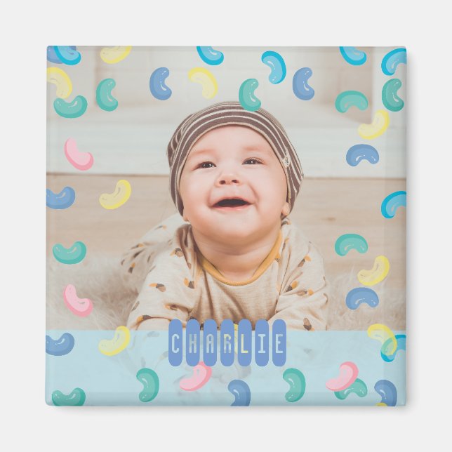 Tumbling Jelly Beans Cute Anpassningsbar Baby Phot Magnet (Framsidan)
