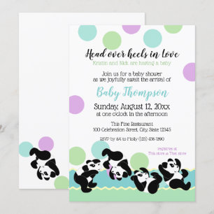 Tumbling Pandas Baby Shower Inbjudningar