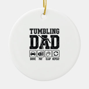 Tumbling Pappa Drive Betala Klappa Upprepa T-Shirt Julgransprydnad Keramik