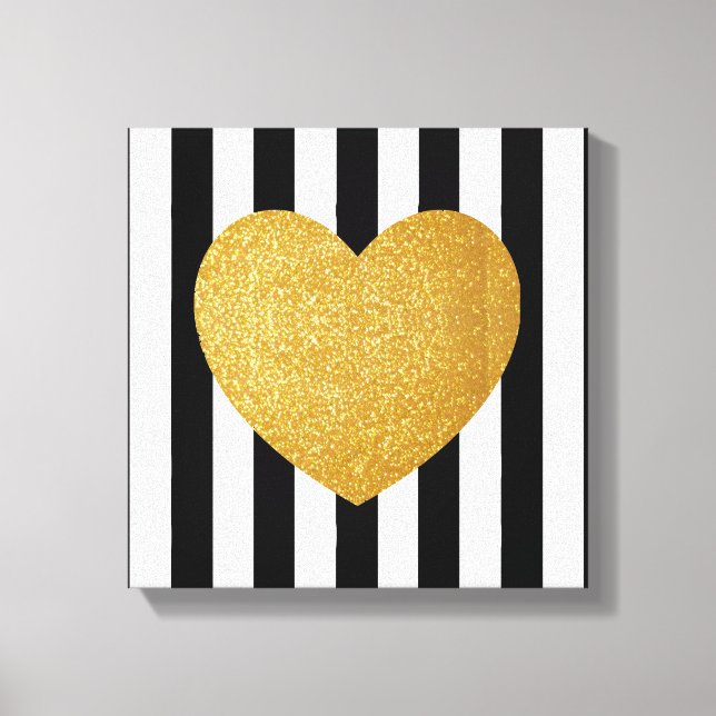 TUMBLR WALL ART GULD GLITTER HEART CANVASTRYCK (Framsida)