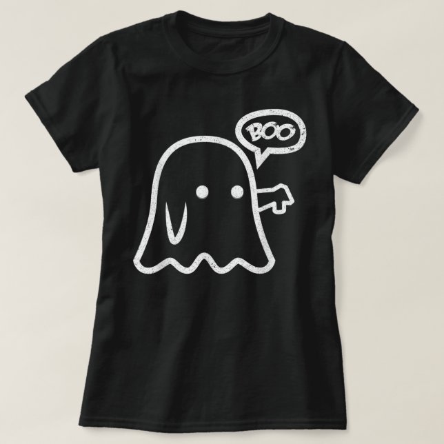 Tumbs Down Boo Ghost Halloween T Shirt (Design framsida)