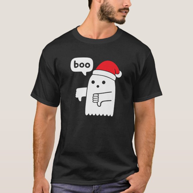 Tumbs Num Ghost Screaming Boo in Santa Cla T Shirt (Framsida)