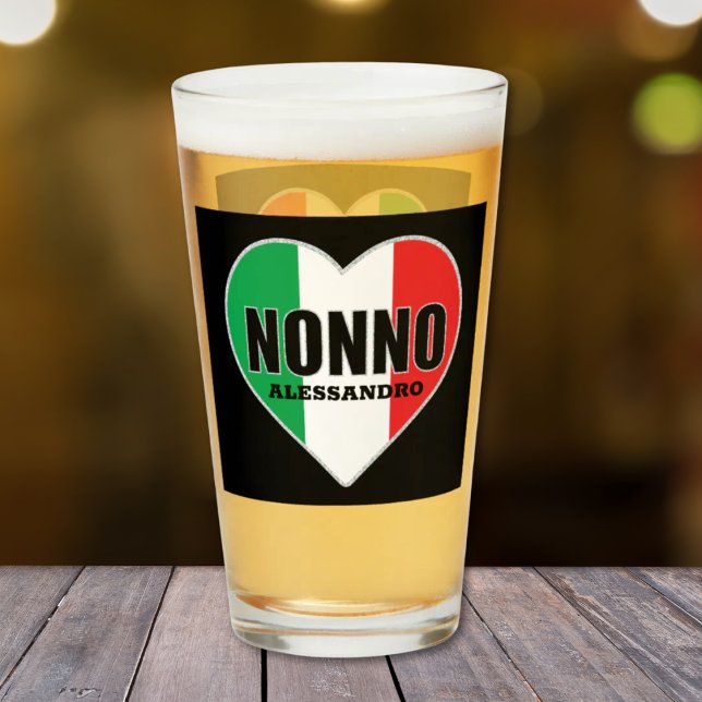 Tumlare av glas utan Personlig (Nonno Flag of Italy Heart Personalized Glass Tumbler)