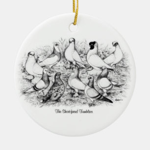 Tumlare Pigeons från Kort Julgransprydnad Keramik