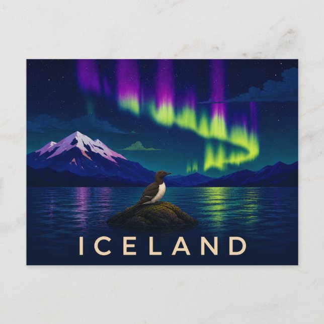 Tumlaren under Aurora | Ikoniska Island Vykort (Framsida)