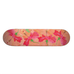 "tumling hibiscus" röd och orange SKATEBOARD DECK