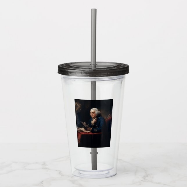 Tumme Porträtt, Benjamin Franklin Grundlagsfader Take Away Mugg (Framsida)