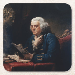 Tumme Porträtt, Benjamin Franklin Grundlagsfader Underlägg Papper Kvadrat