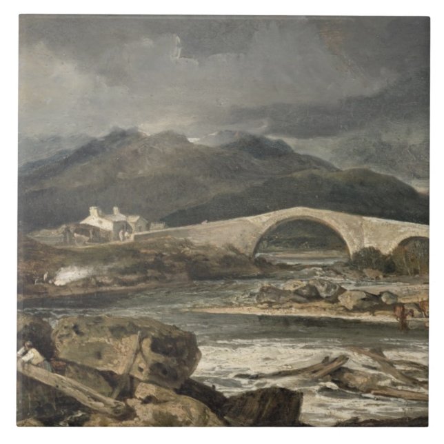 Tummel Bridge, Perthshire, c.1801-03 (olja på pane Kakelplatta (Framsidan)