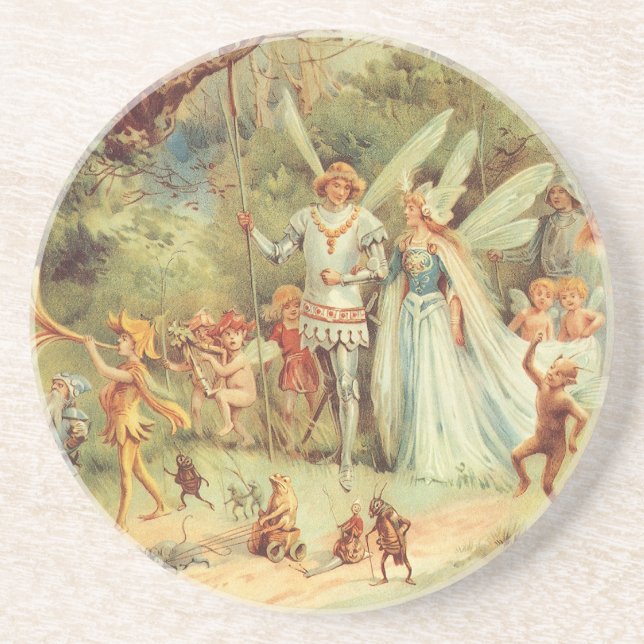 Tummen och Prinsens Bröllop, Klassiska Sagor Underlägg Sandsten (Framsidan)