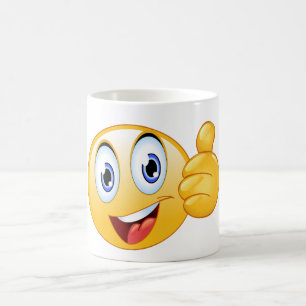 Tummen upp kaffemugg
