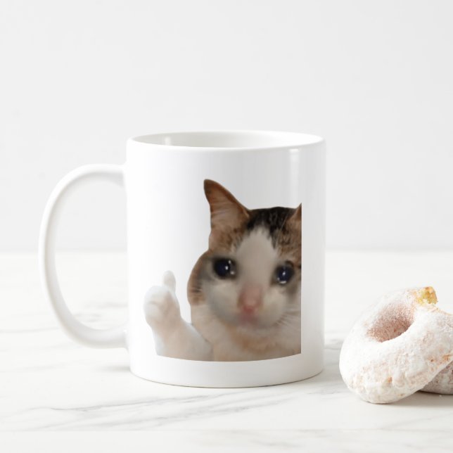 Tummen Upp Ok Katt Meme Mugg Dubbelsidig (Med munk)