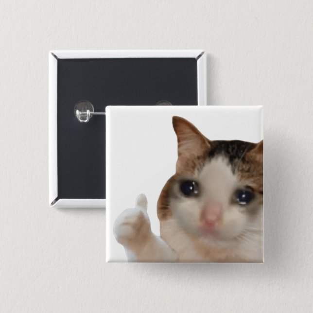 Tummen Upp Ok Katt Meme Pin Knapp (Framsida & baksida)
