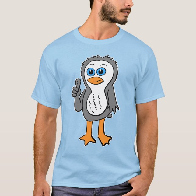 Tummen Upp Pingvin T Shirt (Framsida)