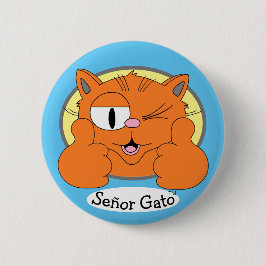 Tummen Upp Señor Gato Blinkande Tecknad Katt Knapp
