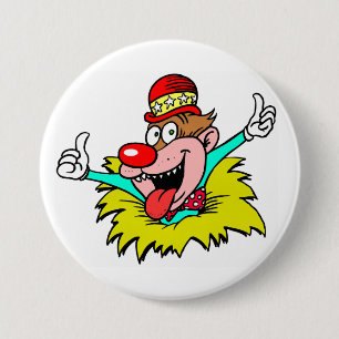 Tummen uppåt, roligten clown. knapp