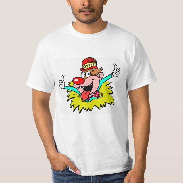 Tummen uppåt, roligten clown. t shirt (Framsida)