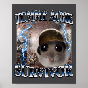 Tummy Ache överlevande hamster meme rolig slogan h Poster